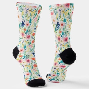 Watercolor Blossoms: Whimsical Garden Dreams Socks