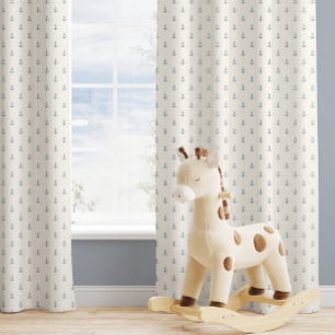 Watercolor Blue Anchor Pattern Boy Nursery Toddler Blackout Curtains