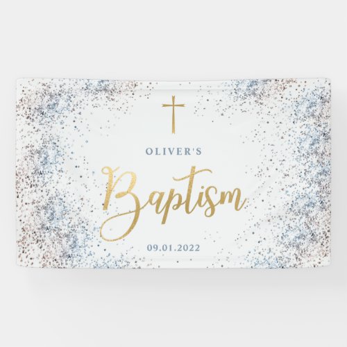 Watercolor Blue And Gold Baptism Welcome  Banner
