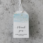Watercolor Blue and Gold Bridal Shower Thank You Gift Tags<br><div class="desc">These watercolor blue and gold bridal shower thank you favor tags are perfect for an elegant wedding shower. The luxurious design features a light blue watercolor texture with a splash of beautiful faux gold glitter and a modern calligraphy script font. This is a double-sided favor tag (the design is printed...</div>
