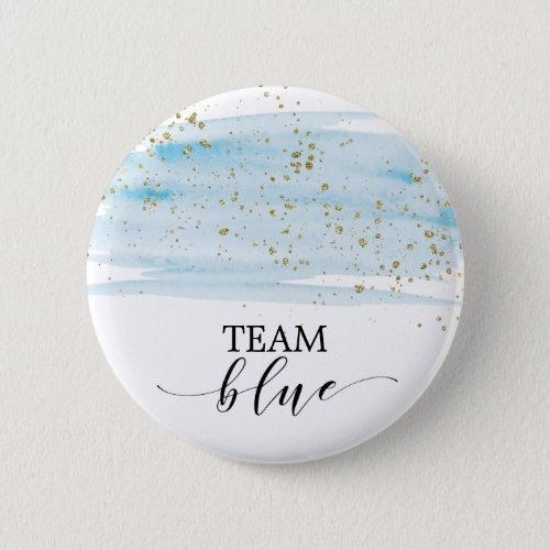 Watercolor Blue and Gold Sparkle Team Blue Button