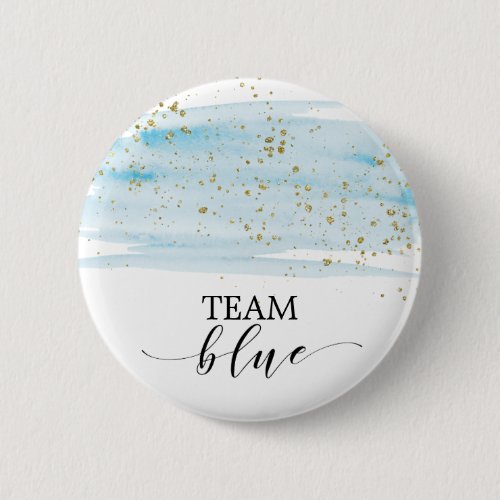 Watercolor Blue and Gold Sparkle Team Blue Button Watercolor Blue and Gold Sparkle Team Blue Button