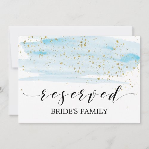 Watercolor Blue and Gold Wedding Reserved Sign
