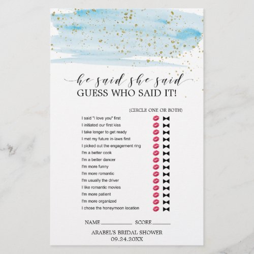 Watercolor Blue and Gold Wedding Word Search Game