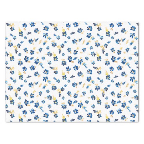 Watercolor blue and golden flower  tissue paper