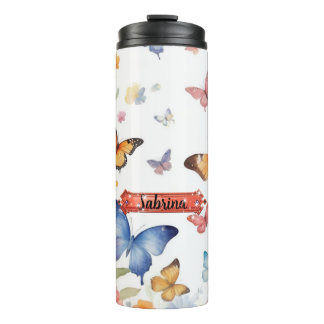 Watercolor Blue and Golden Yellow Thermal Tumbler