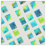 watercolor blue and green squares fabric