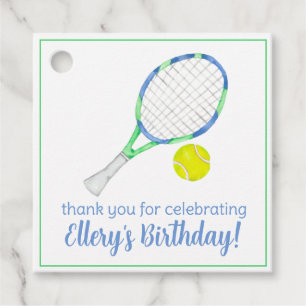 Watercolor Blue and Green Tennis Favor Tags