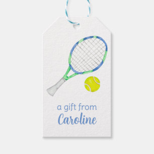 Watercolor Blue and Green Tennis Personalized Gift Tags