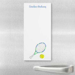 Watercolor Blue and Green Tennis Personalized Magnetic Notepad