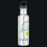 Watercolor Blue and Green Tennis Personalized Stainless Steel Water Bottle<br><div class="desc">PreppyPrint.com - Add your personalized touch! Transfer this design onto the products of your choice too! Please visit my designer store,  PreppyPrint.com,  for coordinating items.</div>