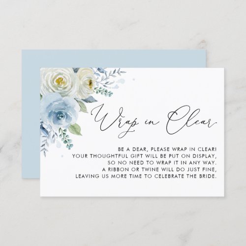 Watercolor Blue and Ivory Roses Wrap in Clear Enclosure Card