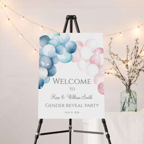 Watercolor Blue and Pink arc Gender Reveal Welcome Foam Board