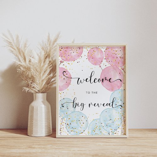 Watercolor Blue and Pink Gender Reveal Welcome  Poster