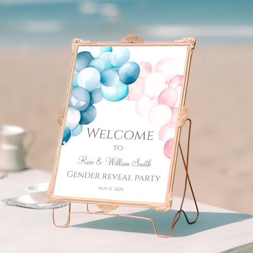 Watercolor Blue and Pink Gender Reveal Welcome Poster