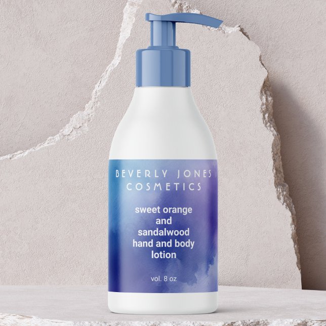 Watercolor Blue and Purple Cosmetics Bottle Label (Creator Uploaded)