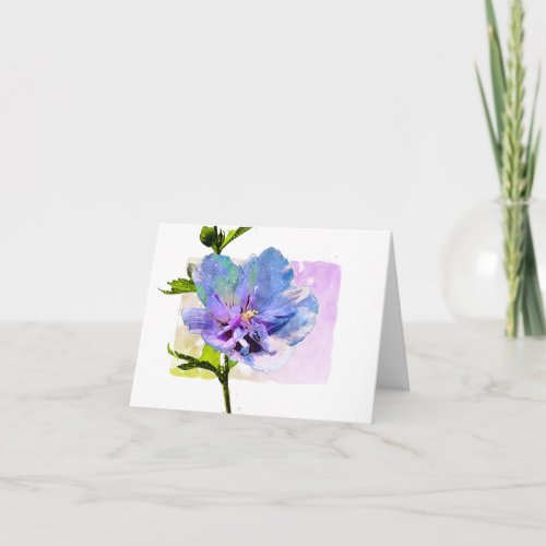 Watercolor Blue and Purple Floral All_Occasion Note Card