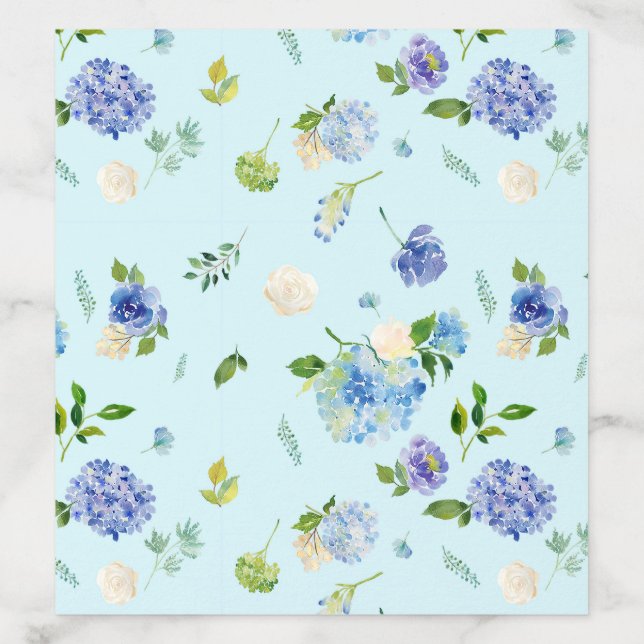 Watercolor Blue and PUrple Hydrangea Pattern Envelope Liner (Design)