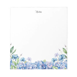 Watercolor Blue and Purple Hydrangeas Personalized Notepad