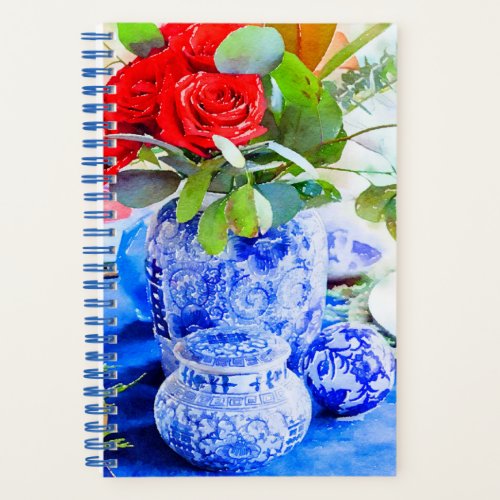 Watercolor Blue and White Chinoiserie Ginger Jar   Notebook