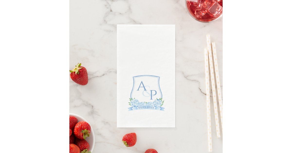 Watercolor Ginger Jar Monogram Wedding Crest Napkins