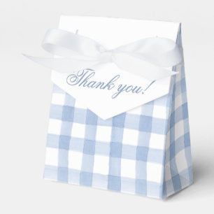Watercolor Blue and White Gingham Crest Favor Boxes