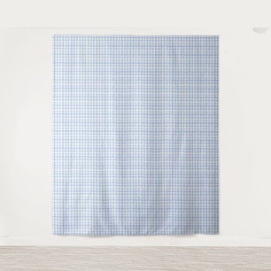 Watercolor Blue and White Gingham Tapestry