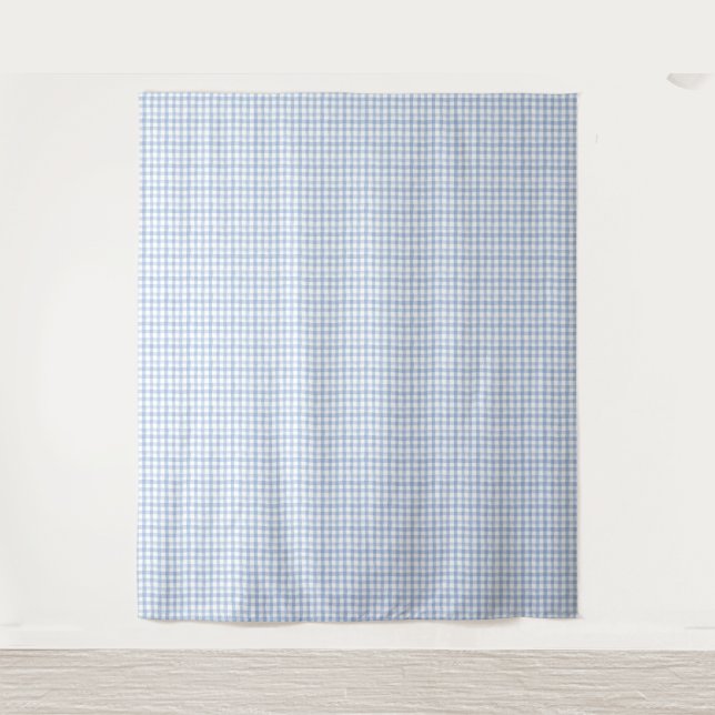Watercolor Blue and White Gingham Tapestry (Front)