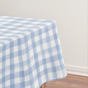 Watercolor Blue and White Gingham Wedding Tablecloth