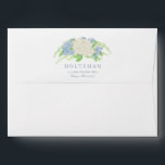 Watercolor Blue and White Hydrangea Crest Envelope<br><div class="desc">Invite your guests to magical evening in the garden with these gorgeous watercolor floral wedding crest invitations and stationery sets. Every insert is more deliciously colorful than the next. With pops of blue, peach, pink, green, and cream, every elegant and whimsical detail of your day is delightfully coordinated. To see...</div>