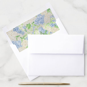 Watercolor Blue and White Hydrangea Crest Envelope Liner