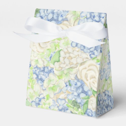 Watercolor Blue and White Hydrangea Crest Favor Boxes