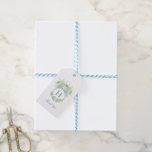Watercolor Blue and White Hydrangea Crest Gift Tags