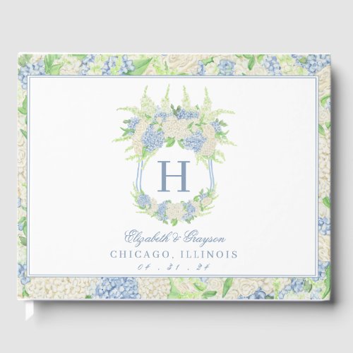Watercolor Blue and White Hydrangea Crest