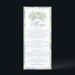 Watercolor Blue and White Hydrangea Crest Menu<br><div class="desc">Enchant your guests with an evening in the garden and this gorgeous watercolor blue and white hydrangea floral wedding crest menus. Every insert is more deliciously colorful than the next. With pops of blue, green, and white, every elegant and whimsical detail of your day is delightfully coordinated. To see more...</div>