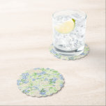 Watercolor Blue and White Hydrangea Crest Paper Coaster<br><div class="desc">Set the prettiest table for your magical evening in the garden with these gorgeous watercolor blue and white hydrangea floral wedding crest coasters. These look fabulous in at the bar or sprinkled around the reception, and make a lovely keepsake to smuggle home! With this suite, every insert is more deliciously...</div>