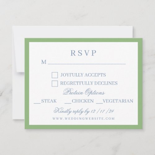 Watercolor Blue and White Hydrangea Crest Wedding  RSVP Card