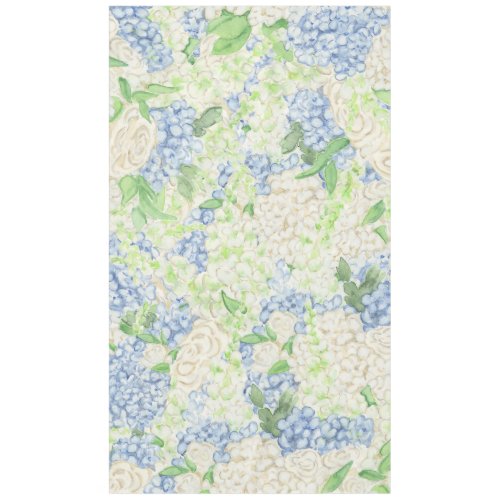 Watercolor Blue and White Hydrangea Crest Wedding Tablecloth