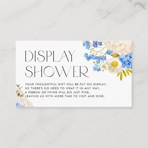 Watercolor Blue and White Hydrangea Display Shower Enclosure Card