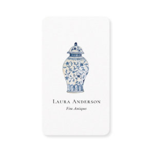 Watercolor Blue and white Urn  Business Card