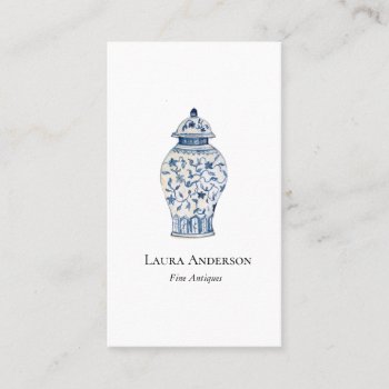 Watercolor Blue And White Urn  Business Card by SwagataArtStudio at Zazzle