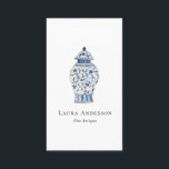 Watercolor Blue and white Urn  Business Card<br><div class="desc">Elegant and crisp Business card featuring watercolor illustration of antique blue and white urn. Perfect Business card for antique dealer,  interior designers,  fine antiques. All text style,  colors,  sizes  be modified to fit your needs</div>