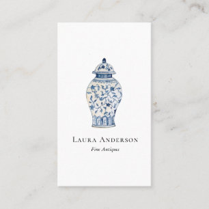 Watercolor Blue and white Urn Business Card