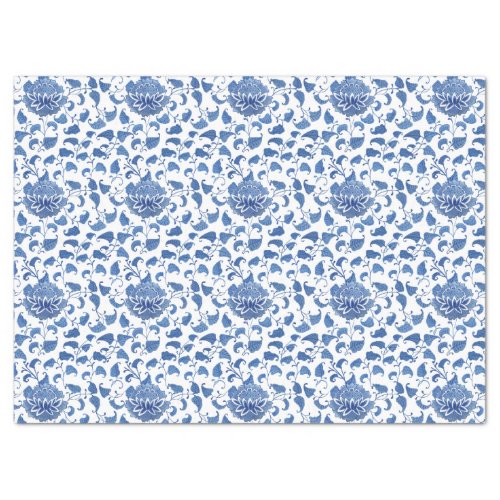 Watercolor Blue And White Vintage Chinoiserie Tissue Paper