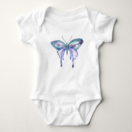Watercolor blue Aqua Purple butterfly Baby Bodysuit