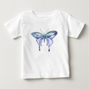 Watercolor blue Aqua Purple butterfly Baby T-Shirt