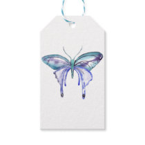 Watercolor blue Aqua Purple butterfly Gift Tags