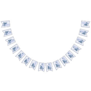 Watercolor Blue Baby Bear Bunting Flag