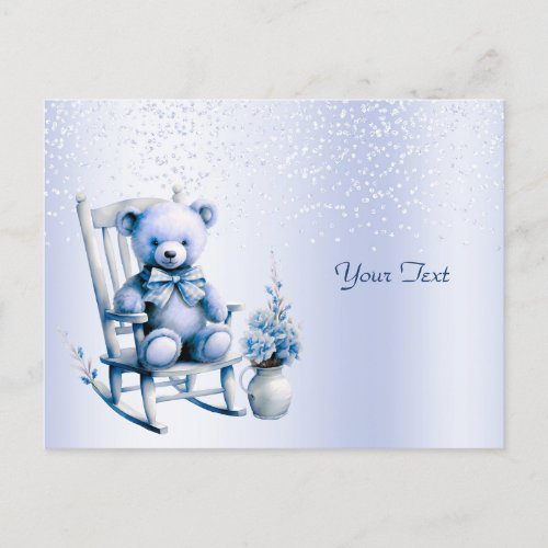 Watercolor Blue Baby Bear Postcard