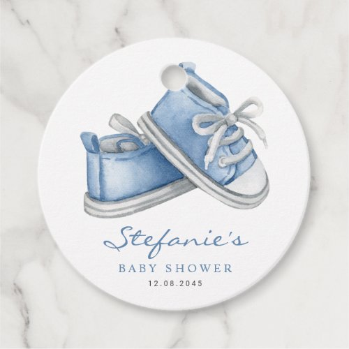 Watercolor Blue Baby Booties Baby Shower Favor Tags